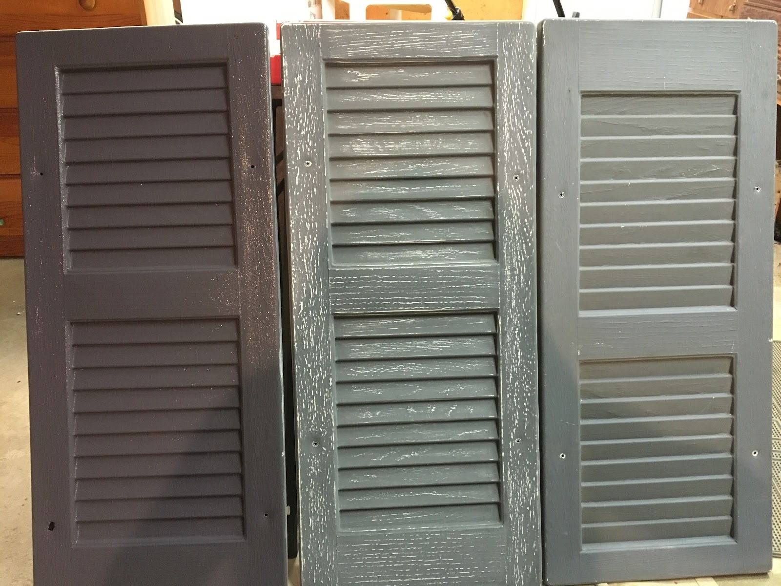 Exterior shutters refinished, shown against the original colour